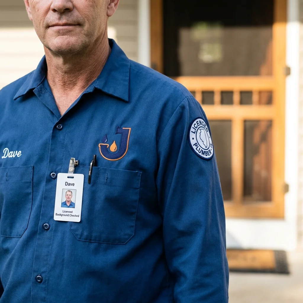 Licensed plumber showing ID badge in Trenton, TN