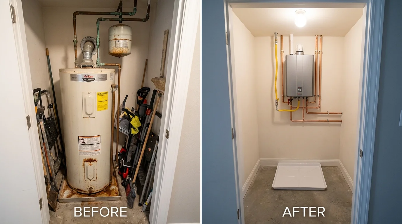 Tank water heater versus wall-mounted tankless unit comparison for Trenton, TN homeowners